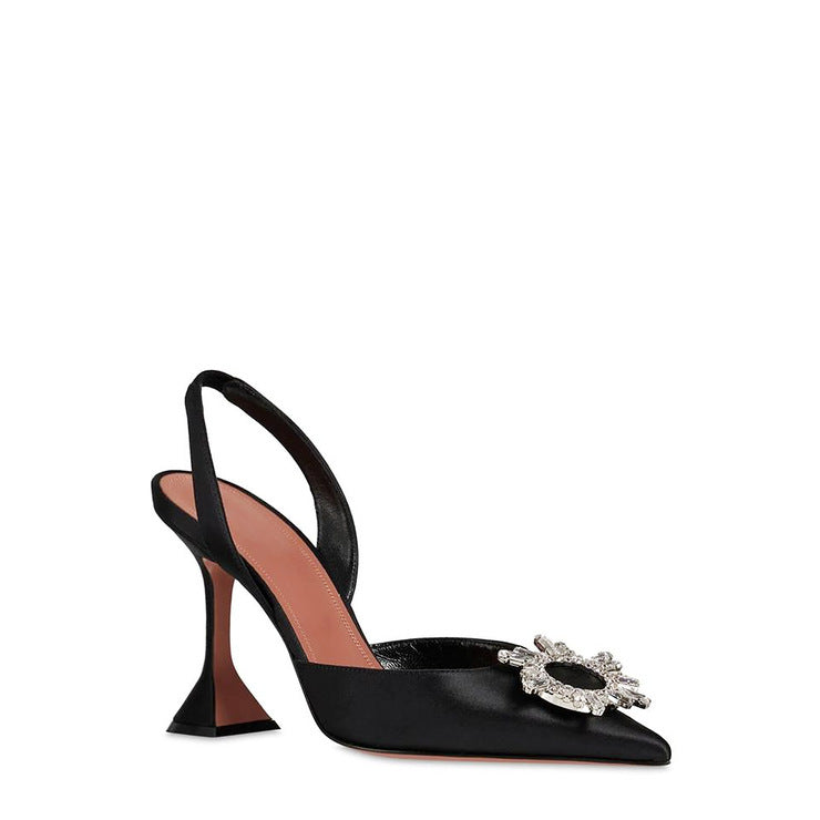 Baotou Dew Heel Plus Size Rhinestone Buckle Shoes