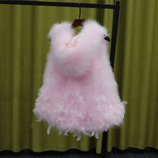 Women's Simple Ostrich Hair Lace Fur Vest