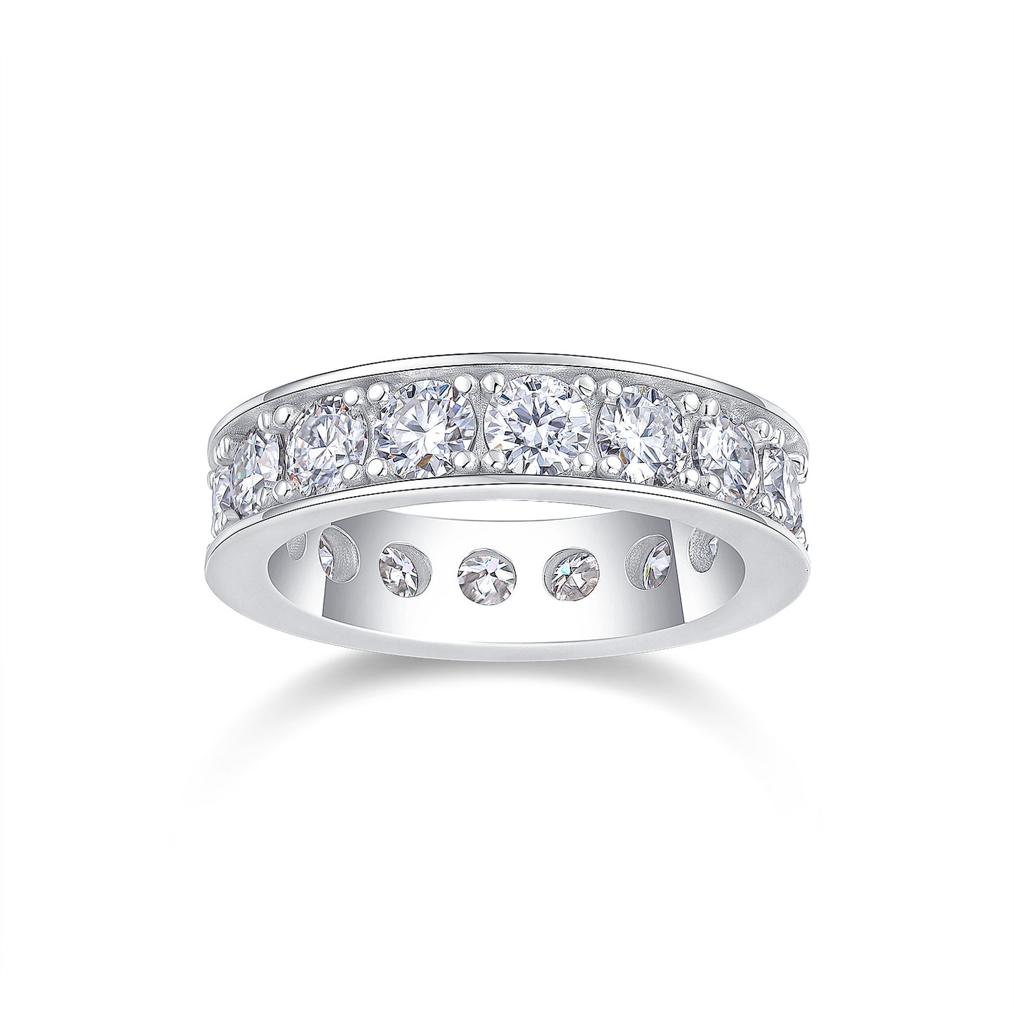 Flowing Cloud Passion - A Wedding Ring Set With 0.3-carat Top-quality Moissanite S925 Silver And Platinum-plated Diamond. The Ring Can Be Inspected With A Diamond Pen