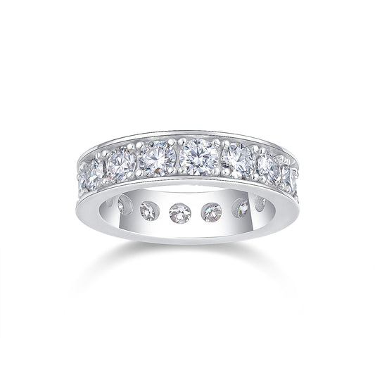 Flowing Cloud Passion - A Wedding Ring Set With 0.3-carat Top-quality Moissanite S925 Silver And Platinum-plated Diamond. The Ring Can Be Inspected With A Diamond Pen