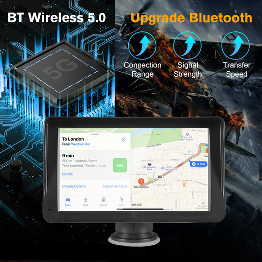 Portable Car Stereo Wireless CarPlay & Android Auto, Car Radio 7inches Touchscreen, Bluetooth5.0, Mirror Link, Maps Navigation, Voice Control, AUX Cable Vehicles
