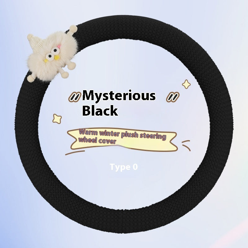 Car Plush Polo Cartoon Steering Wheel Warm Short Plush Grip Cover