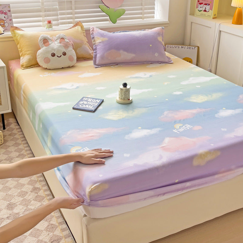 Brushed Single-layer Fitted Sheet Mattress Protective Cover