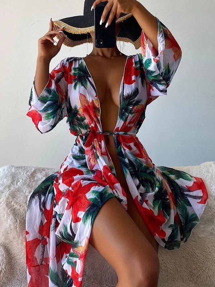 Fashion Blouse Split Three-piece Set For Women