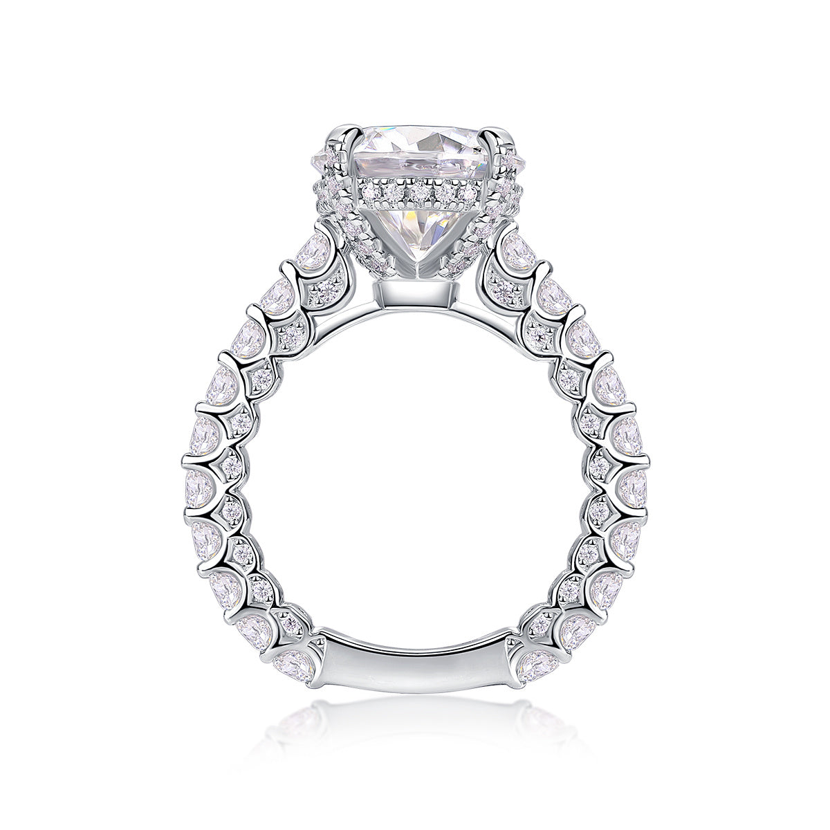 Affectionate And Tender - A 5-carat S925 Silver Diamond Wedding Ring Set With Top-quality Moissanite And Platinum Plating. The Ring Can Be Inspected With A Diamond Pen