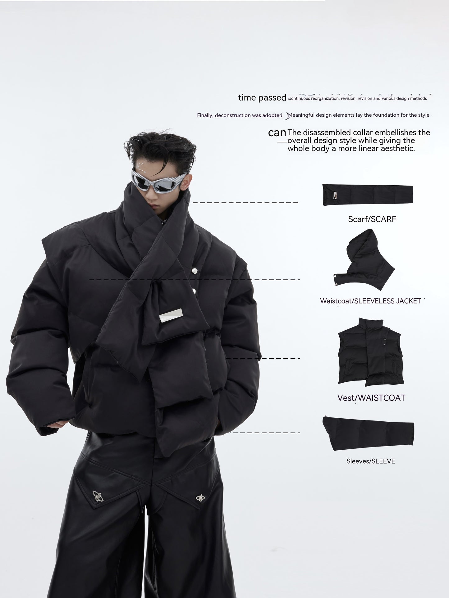 90 White Duck Down Stand-up Collar Down Jacket Scarf Design Short Thickened Coat