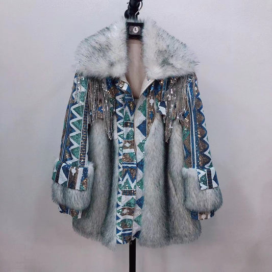 Fur One Fashion Coat Female Lamb Hair