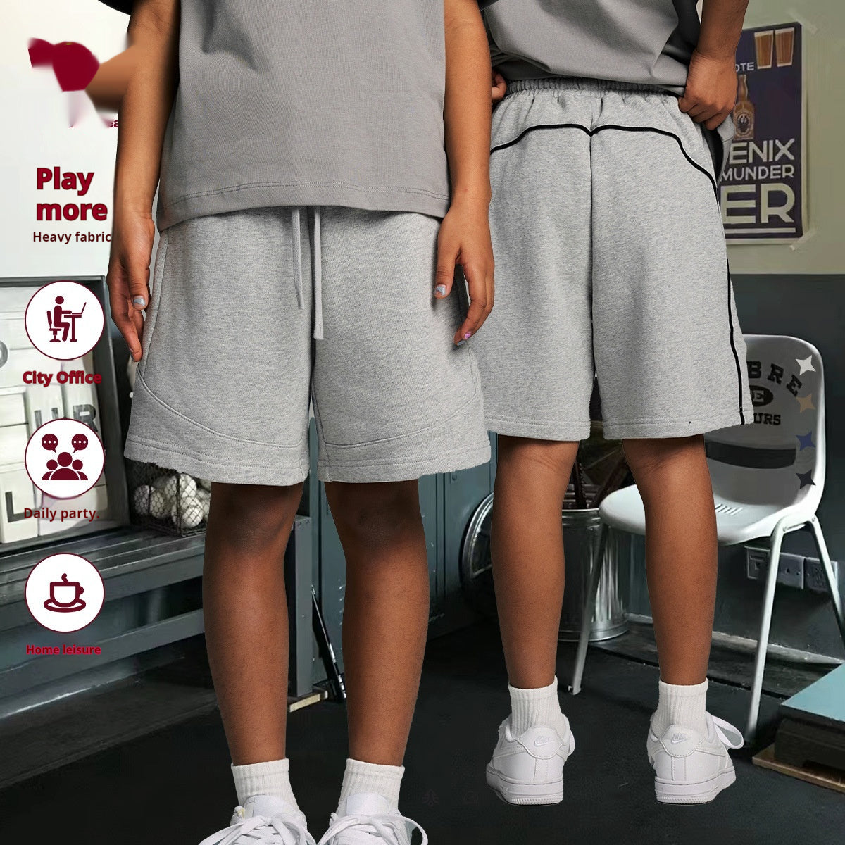 Solid Color Loose Medium And Large Children's Shorts Basic Style Sports Shorts