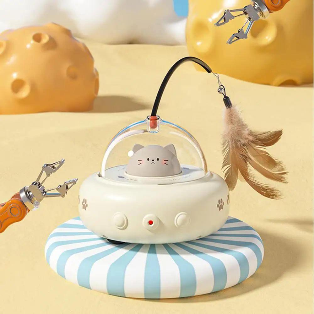 Electric Cat Interactive Toy Pet Toys With Feather Cat Teaser Wand Rechargeable Electric Sensing Pet Toys For Chasing Training