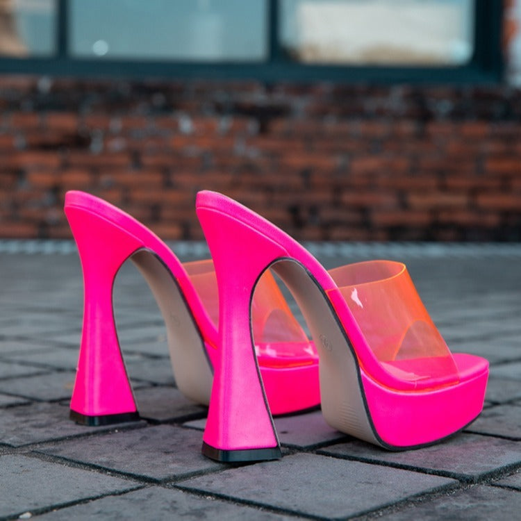 Candy Color Transparent PVC Fish Mouth High Heel Sandals