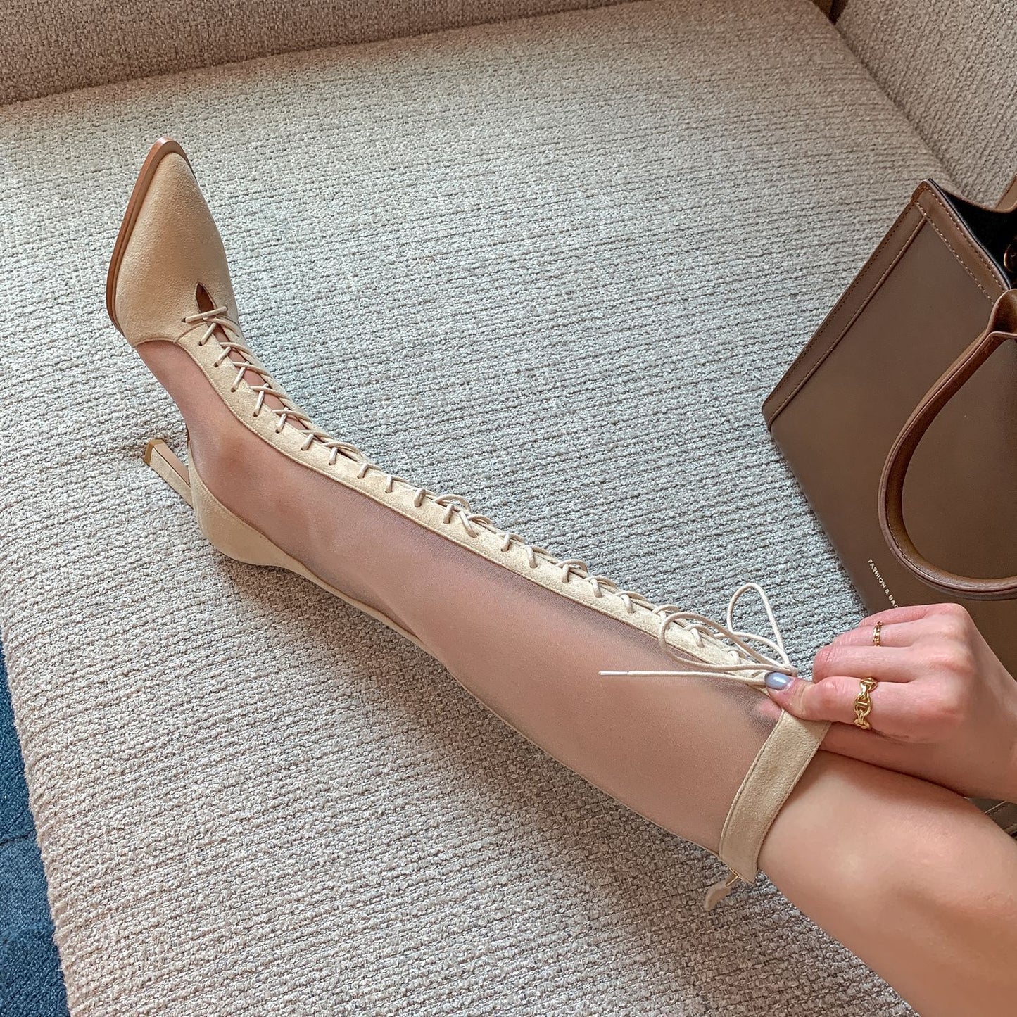 Stiletto Heels Pointy Toe Cross Strap Sandal Boots Mesh Fashion
