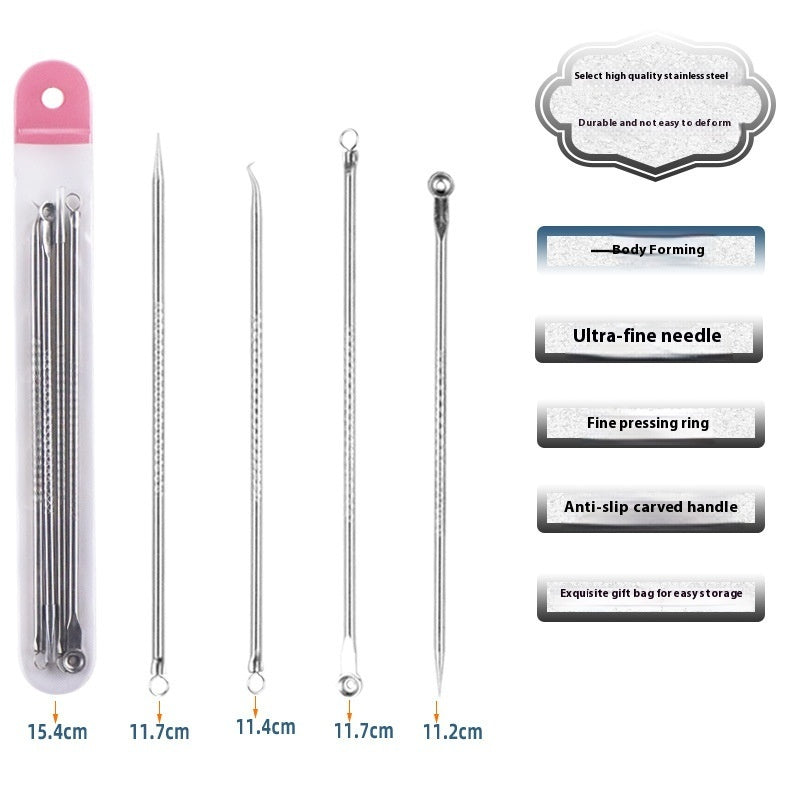 Pimple Pin 4-piece Stainless Steel Acne Remover Extruded Fat Particles Blackhead Remover