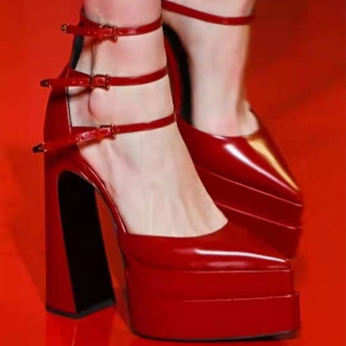 Women's Super High Heel Platform Hollow Pointed Toe Sandals