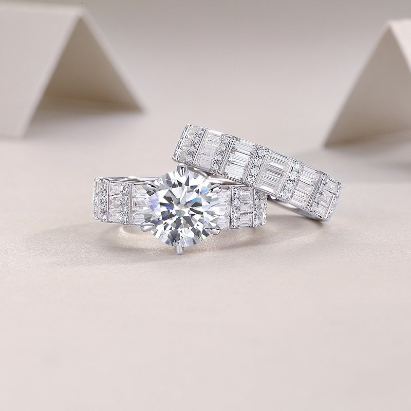 Vanilla - Set With 3-carat Top-quality Moissanite S925 Silver And Gold-plated Diamond Wedding Ring. The Ring Can Be Inspected With A Diamond Pen