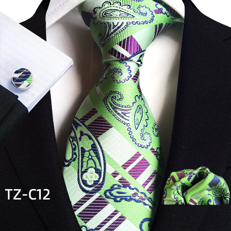 Waist Flower Men's Tie Pocket Towel Cuffs Three Piece Suit