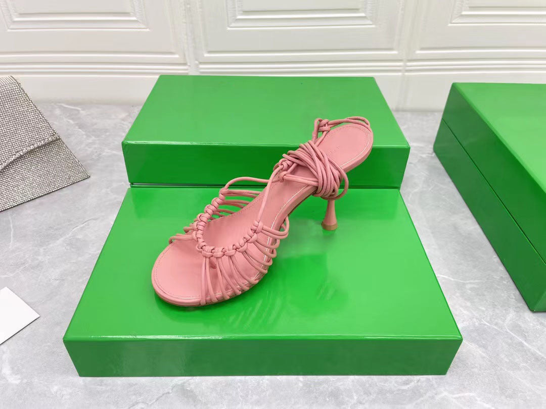 Ladies Stiletto Strap Sheepskin High Heel Sandals