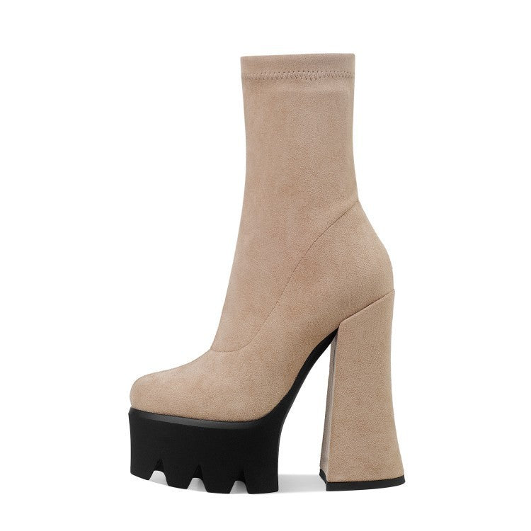 Women's Fashion Casual Waterproof Platform Elastic Boots
