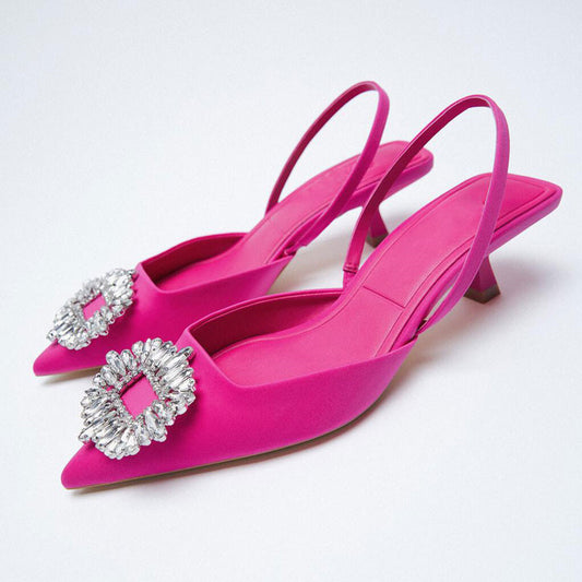Women's High Heel Shiny Rhinestone Pointed Sandals