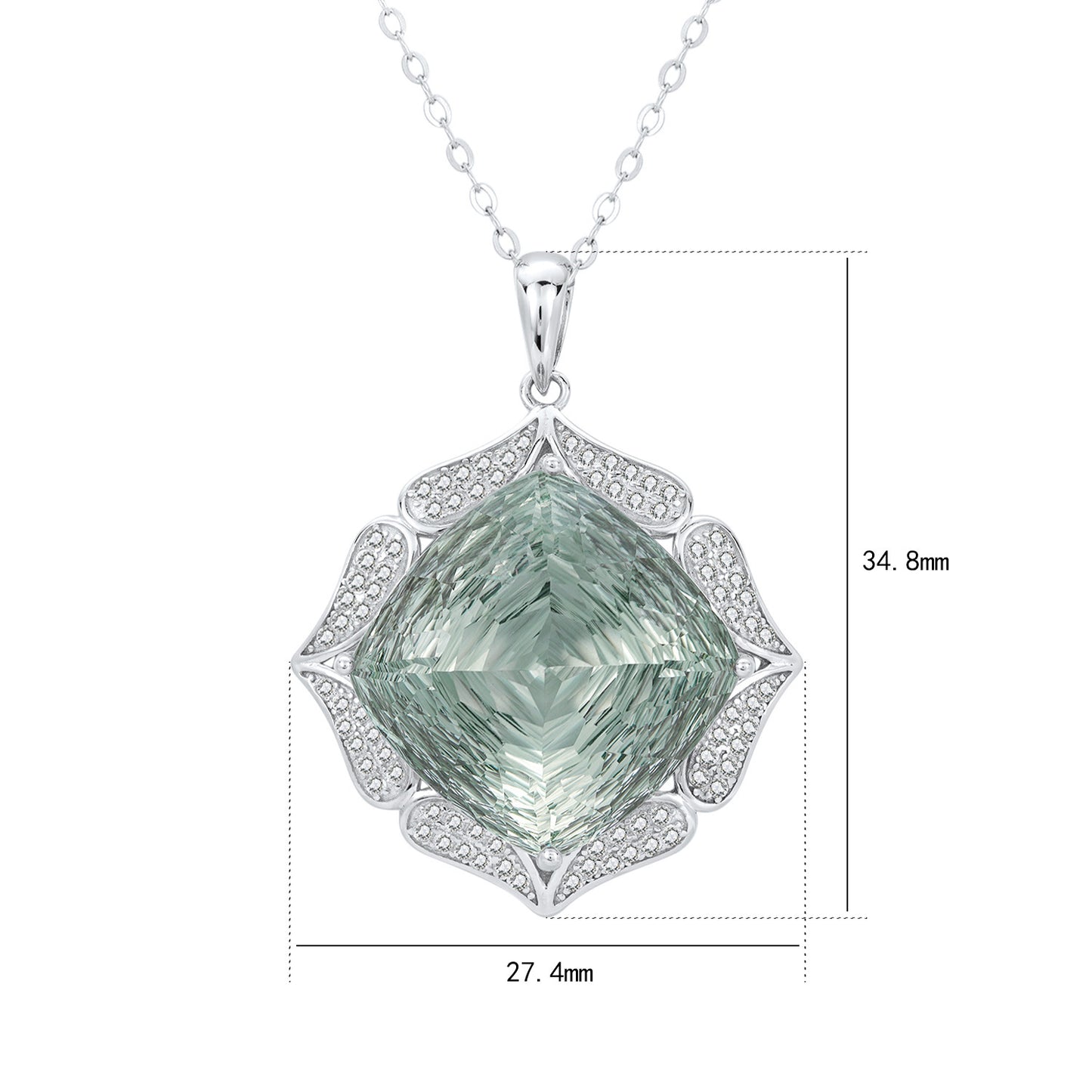 European And American Entry Lux Sweater S925 Silver Inlay Large Natural Green Crystal Pendant
