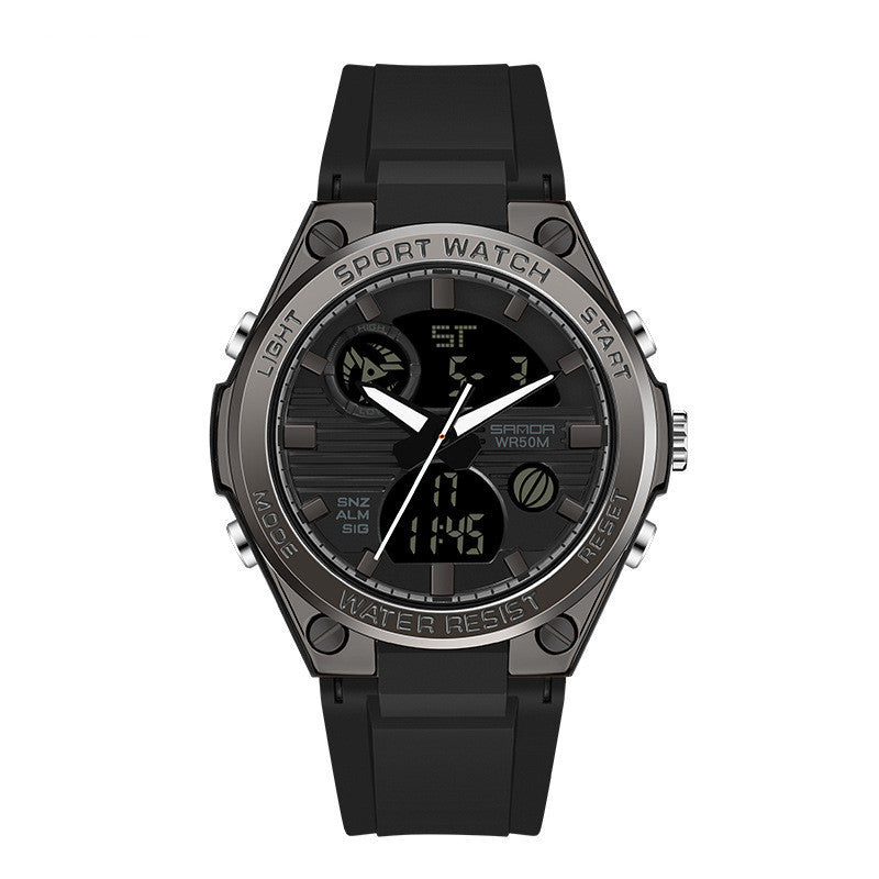 Men's Dual Display Waterproof Luminous Couple Sports Electronic Watch