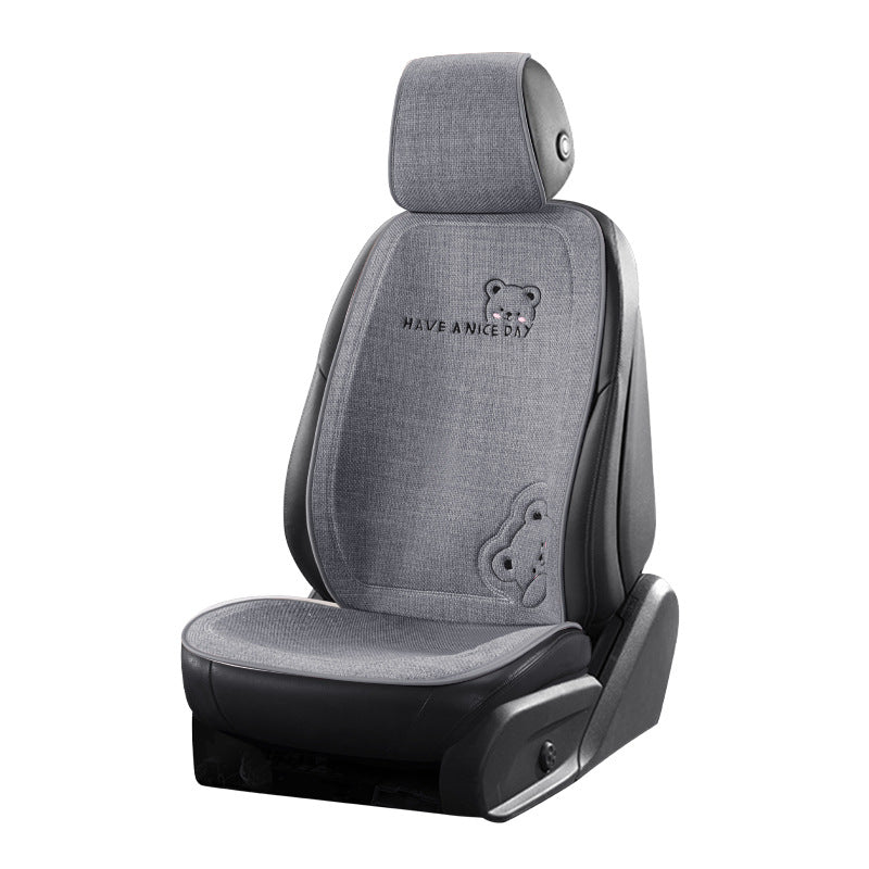 Car Cushion Four Seasons Universal Cartoon Single Piece Goddess Internet Celebrity Three-piece Winter Warm Seat Cushion Linen Seat Cushion