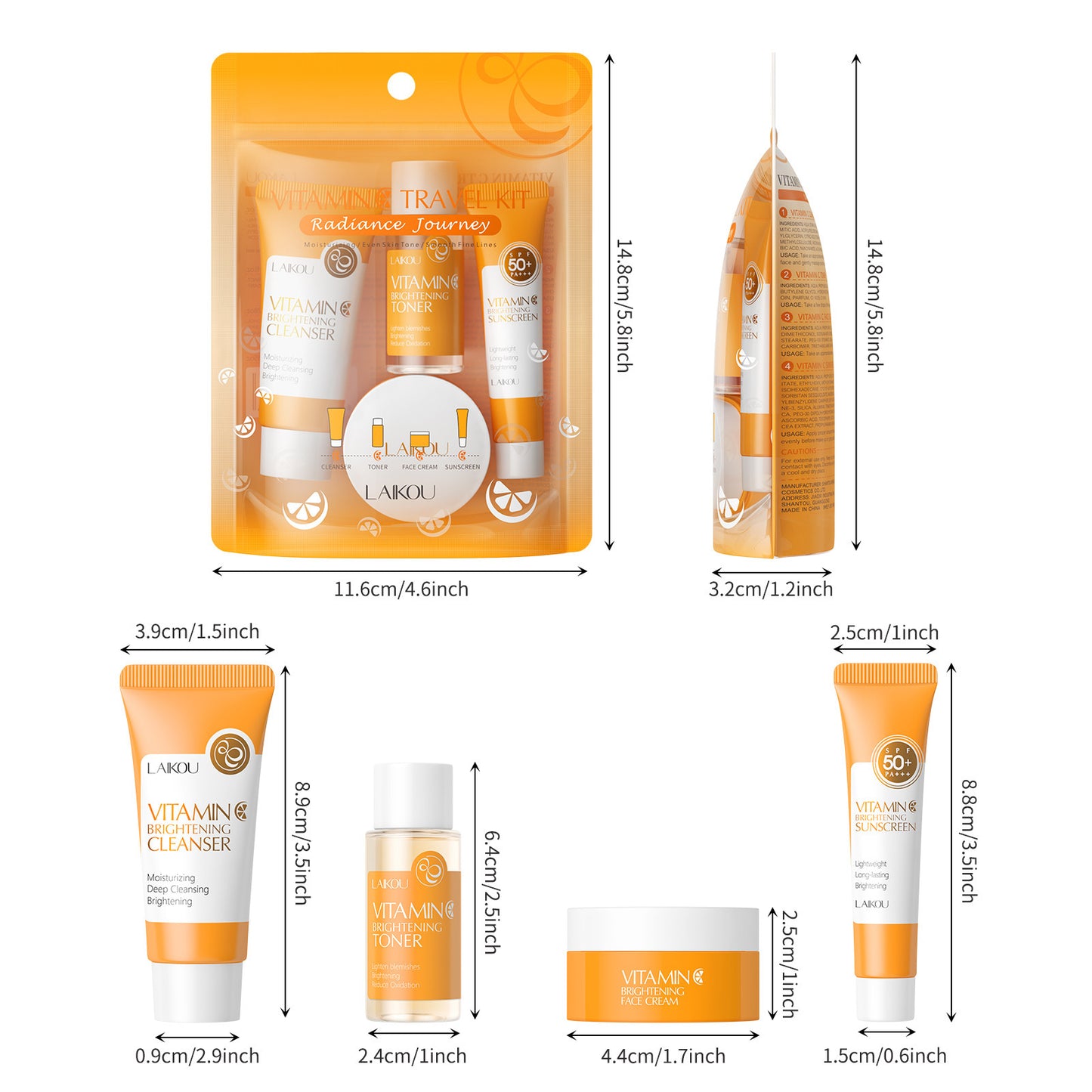 Vitamin C Travel Four-piece Set With Whitening Skin Colors