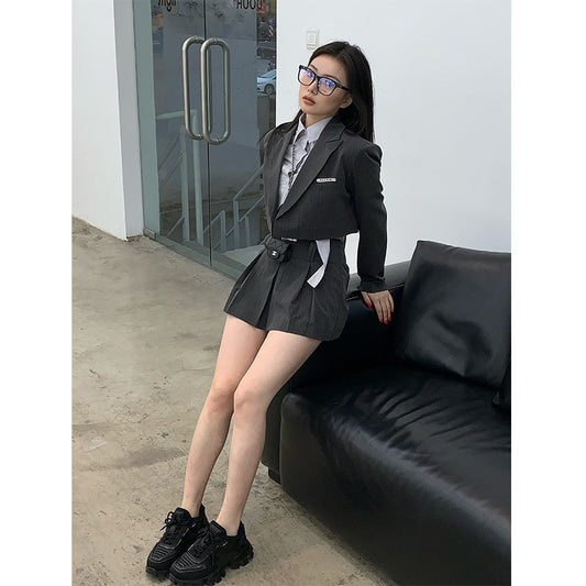 Dark Gray Short Suit Jacket Women Spring New
