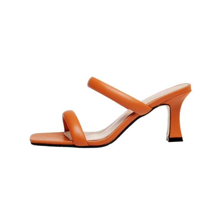Ladies Simple Backspace High-heeled Slippers