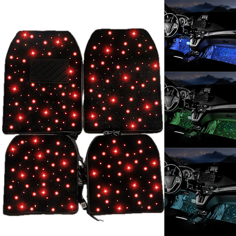 Car Led Atmosphere Lamp Starry RGB Car Luminous Foot Mat