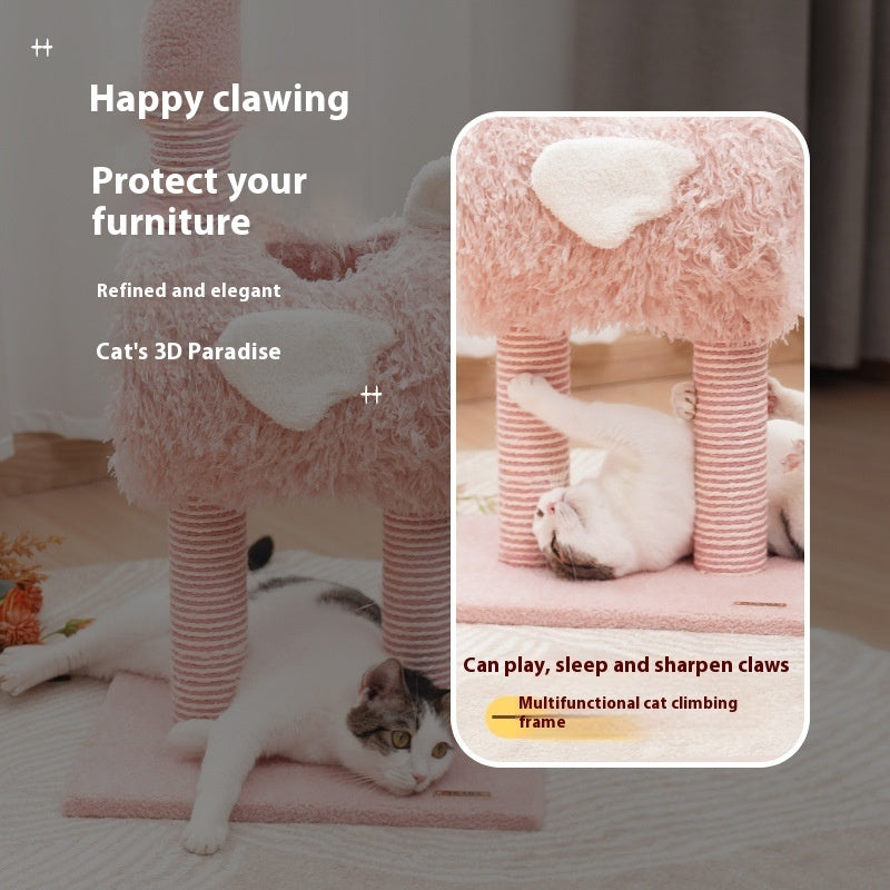 Multi-functional Sisal Cat Climbing Frame Cat Nest One-piece Non-chip Grinding Claw Cat Toy