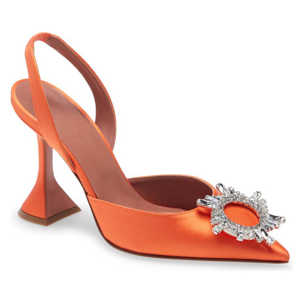 Baotou Dew Heel Plus Size Rhinestone Buckle Shoes