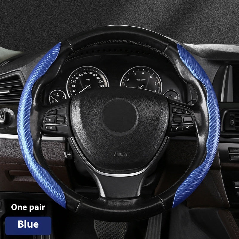 Steering Wheel Cover Sweat-absorbent Suede Carbon Fiber Pattern Protective Cover