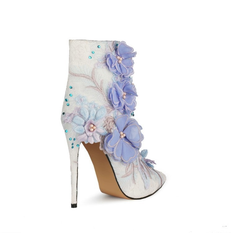 Fashion Lace Flower White Wedding Shoes