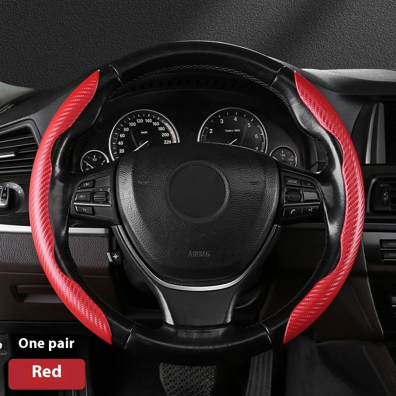 Steering Wheel Cover Sweat-absorbent Suede Carbon Fiber Pattern Protective Cover