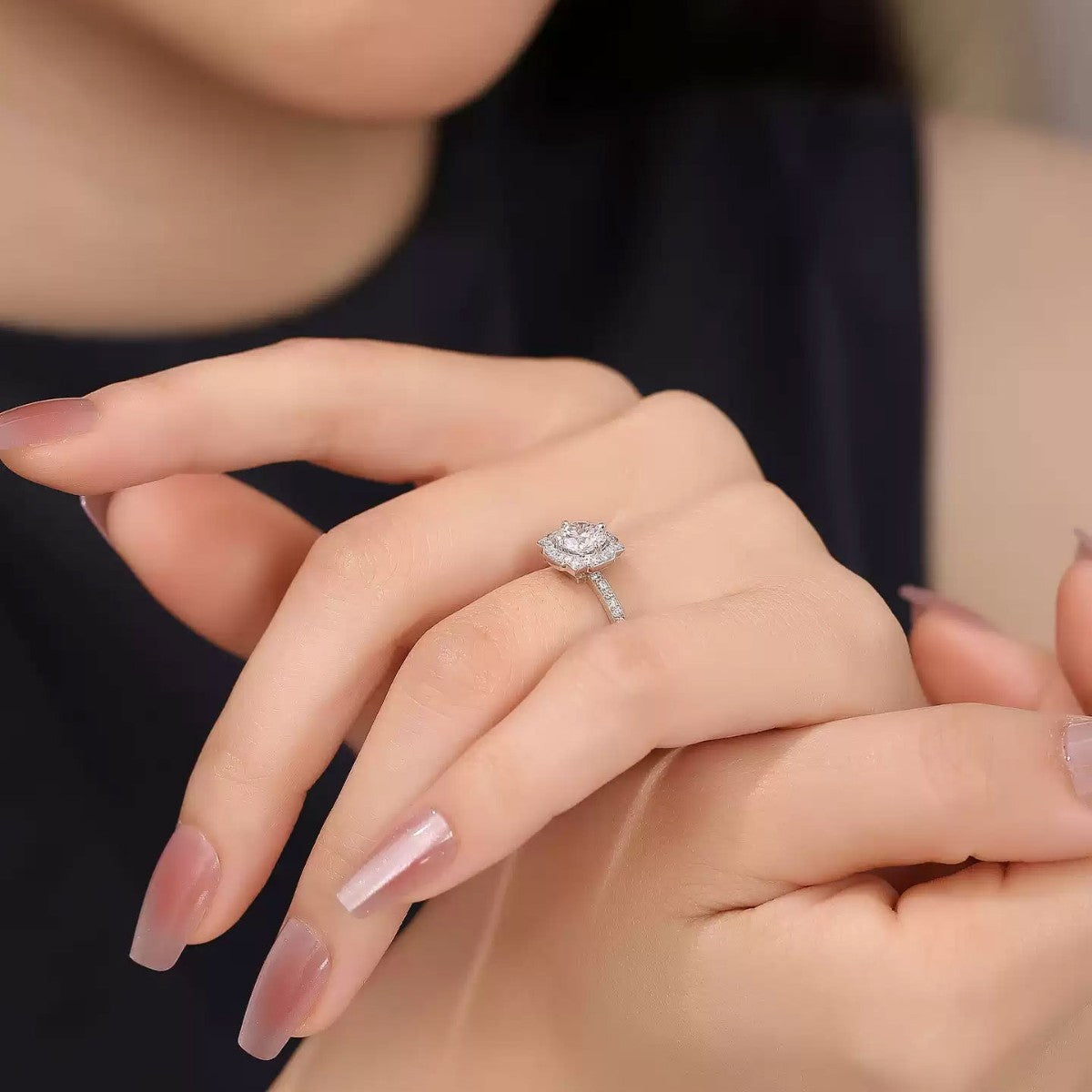 1 Karat Fully-inlaid Full Diamond Marriage Proposal Ring Classic