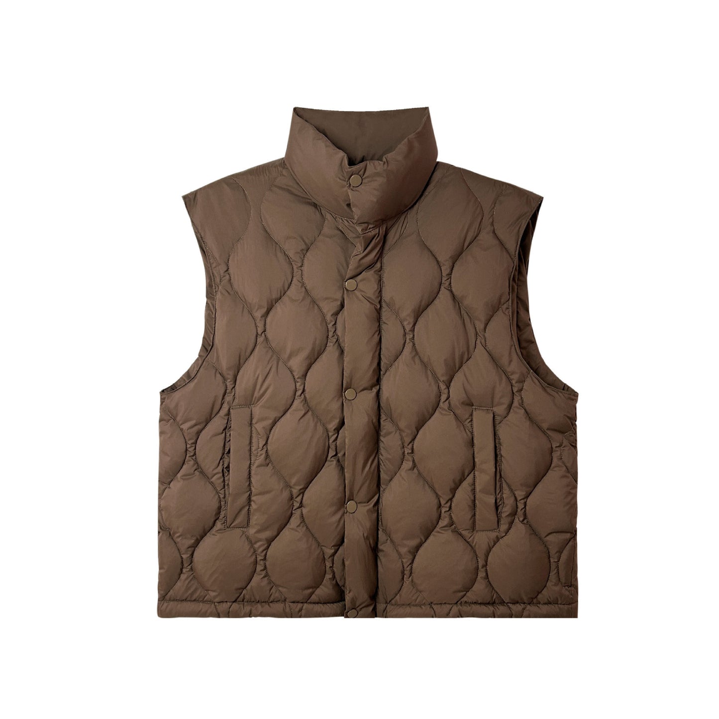 Women's Diamond Sleeveless Pocket Bandage Dress Down Jacket