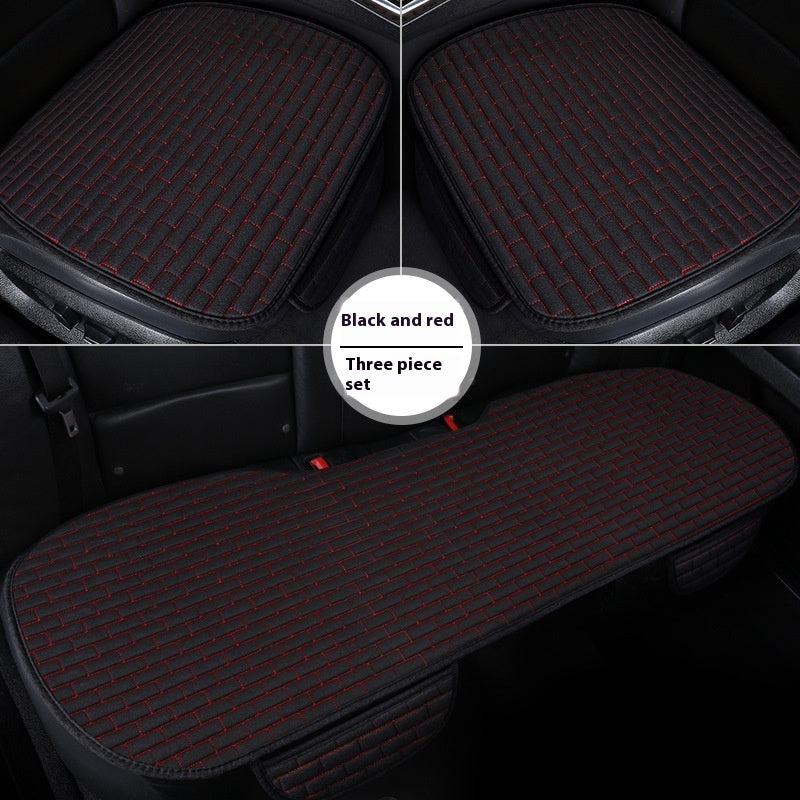 Linen Car Seat Cushion Three-piece Seat Protective Pad