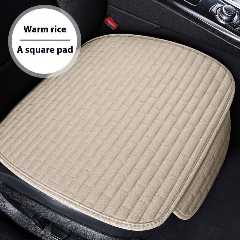 Linen Car Seat Cushion Three-piece Seat Protective Pad