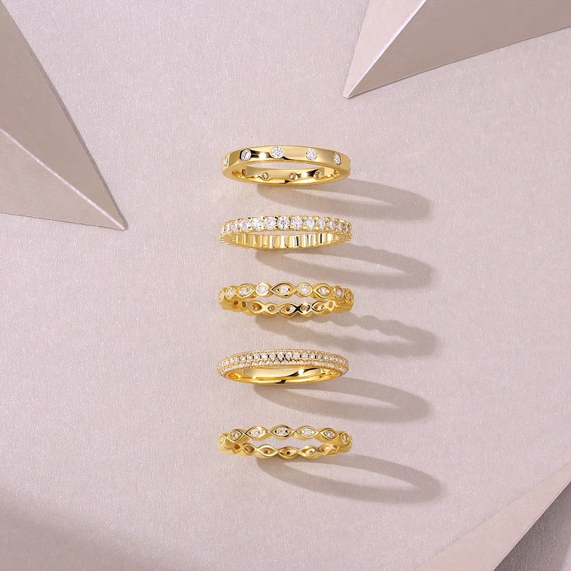 Golden Music - A Diamond Wedding Ring Set With Top-quality Moissanite S925 Silver And Gold-plated. The Gold Color Of The Ring Can Be Tested With A Diamond Pen