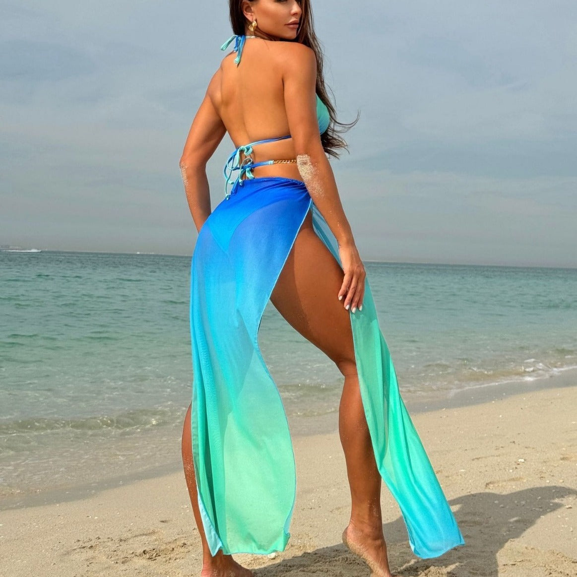 Women's Drawstring Banded Bikini Three-piece Swimsuit