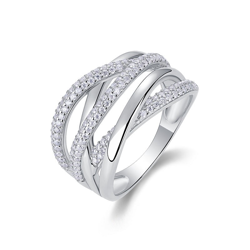 Brilliant Interweaving - A Wedding Ring Set With Top-quality Moissanite S925 Silver And Platinum-plated Diamond Can Be Inspected With A Diamond Pen