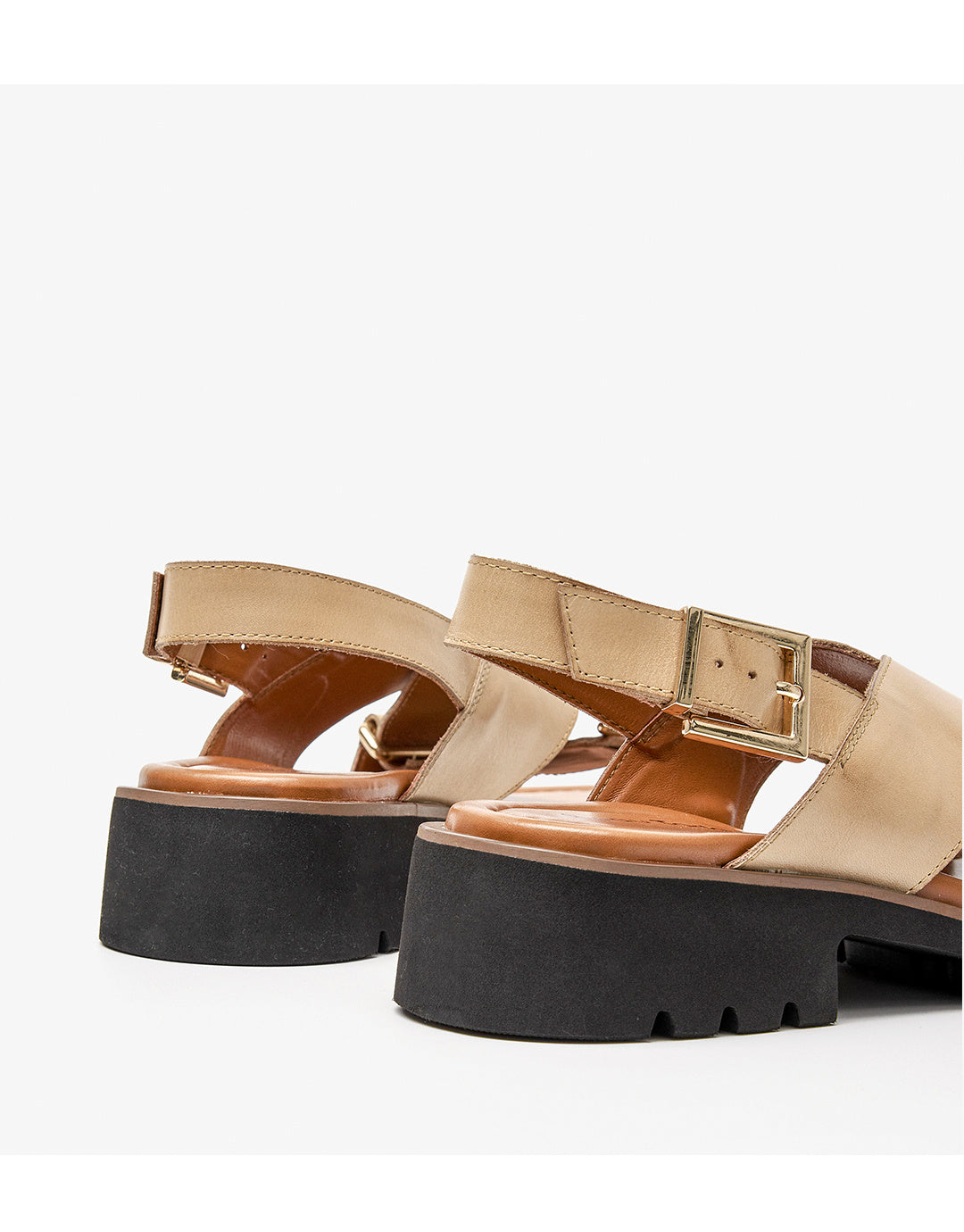 Women's Chunky Heel Retro Cross Strap Sandals