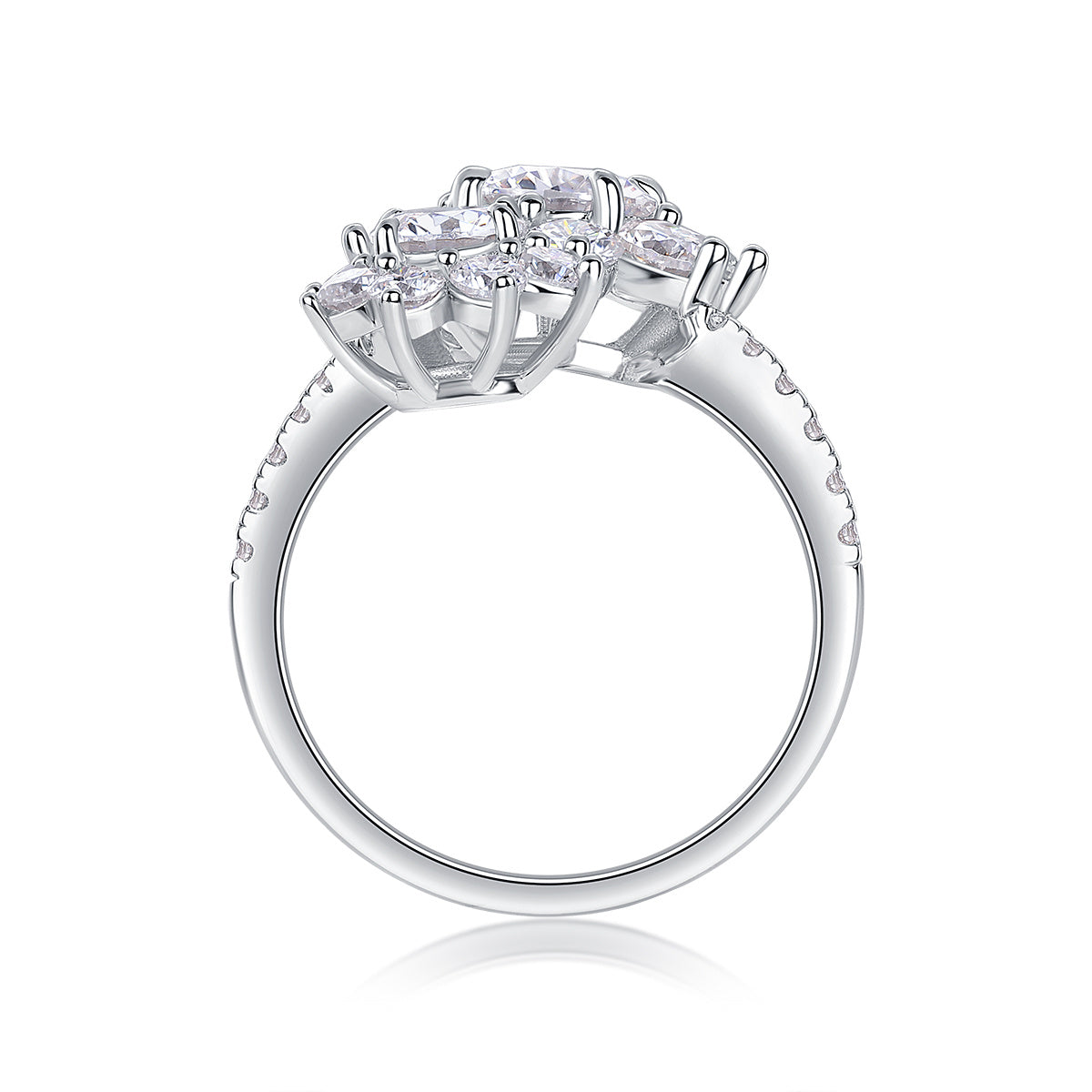 Petal Morning Dew - A Wedding Ring Set With Top-quality 1-carat Moissanite S925 Silver And Platinum-plated Diamond. The Ring Can Be Inspected With A Diamond Pen