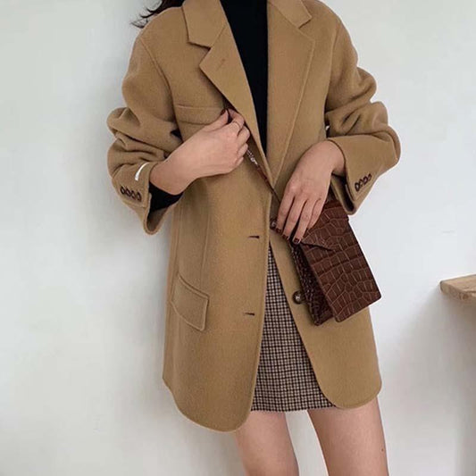 Double-sided Cashmere Women's Short Retro Woolen Coat