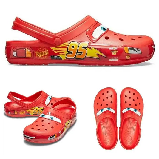 Cartoon Disney Lightninged Mcqueens Pixar Solid Waterproof Slippers Outdoor Sandals Casual Breathable Ankle-Wrap Eva Shoes Gift
