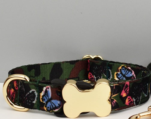 Ethnic Style Webbing Bone Buckle Printed Pet Collar
