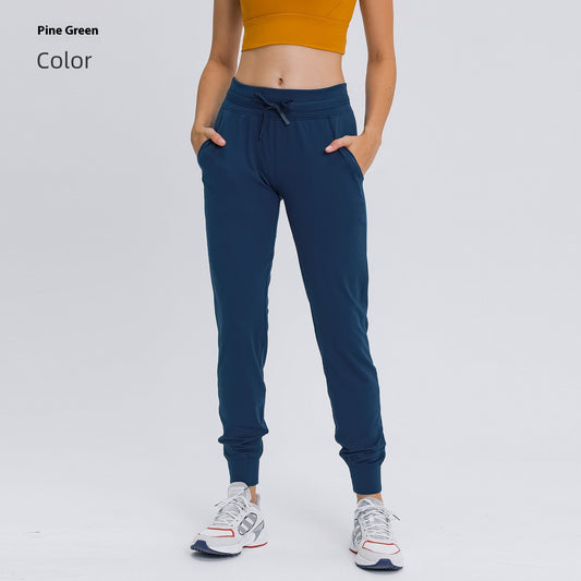 High Waist Yoga Pants Women's Drawstring Quick-drying Elastic Running Fitness