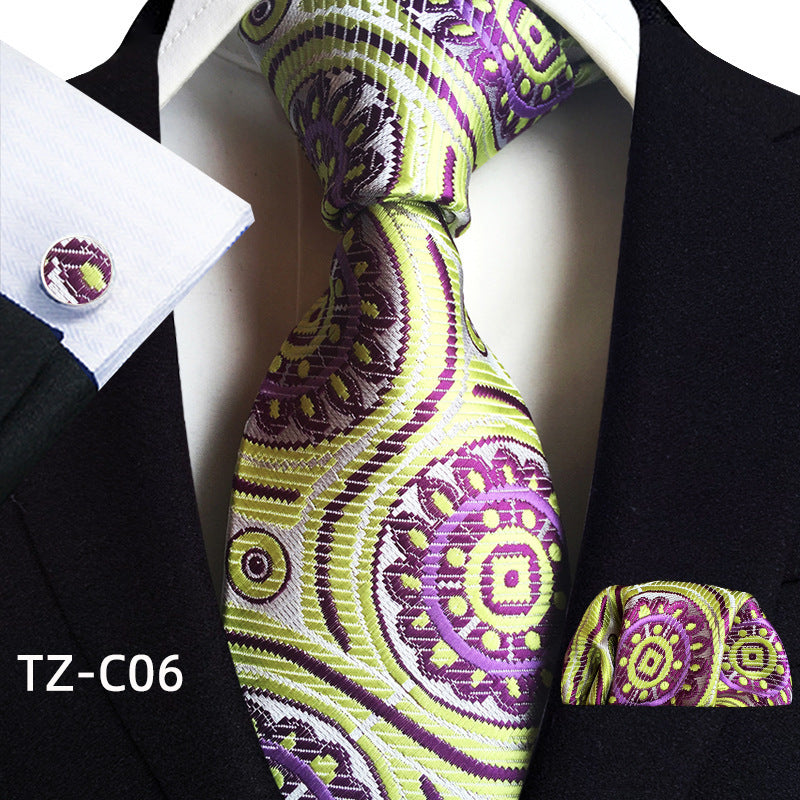 Waist Flower Men's Tie Pocket Towel Cuffs Three Piece Suit