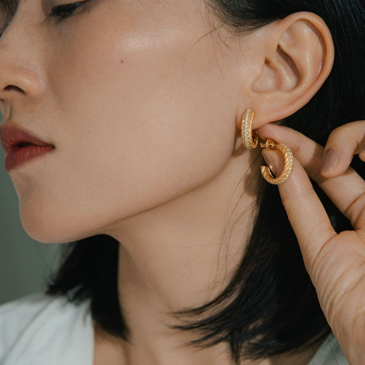 925 Sterling Silver Wheat Woven Light Luxury Minority Simple High Sense Ear Ring Fine