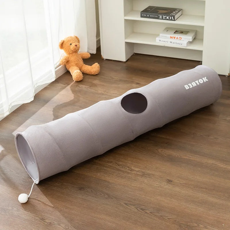 Cat Tunnel For Indoor Cats Collapsible Kitty Tunnel With Plush Ball Easy To Clean Cat Supplies